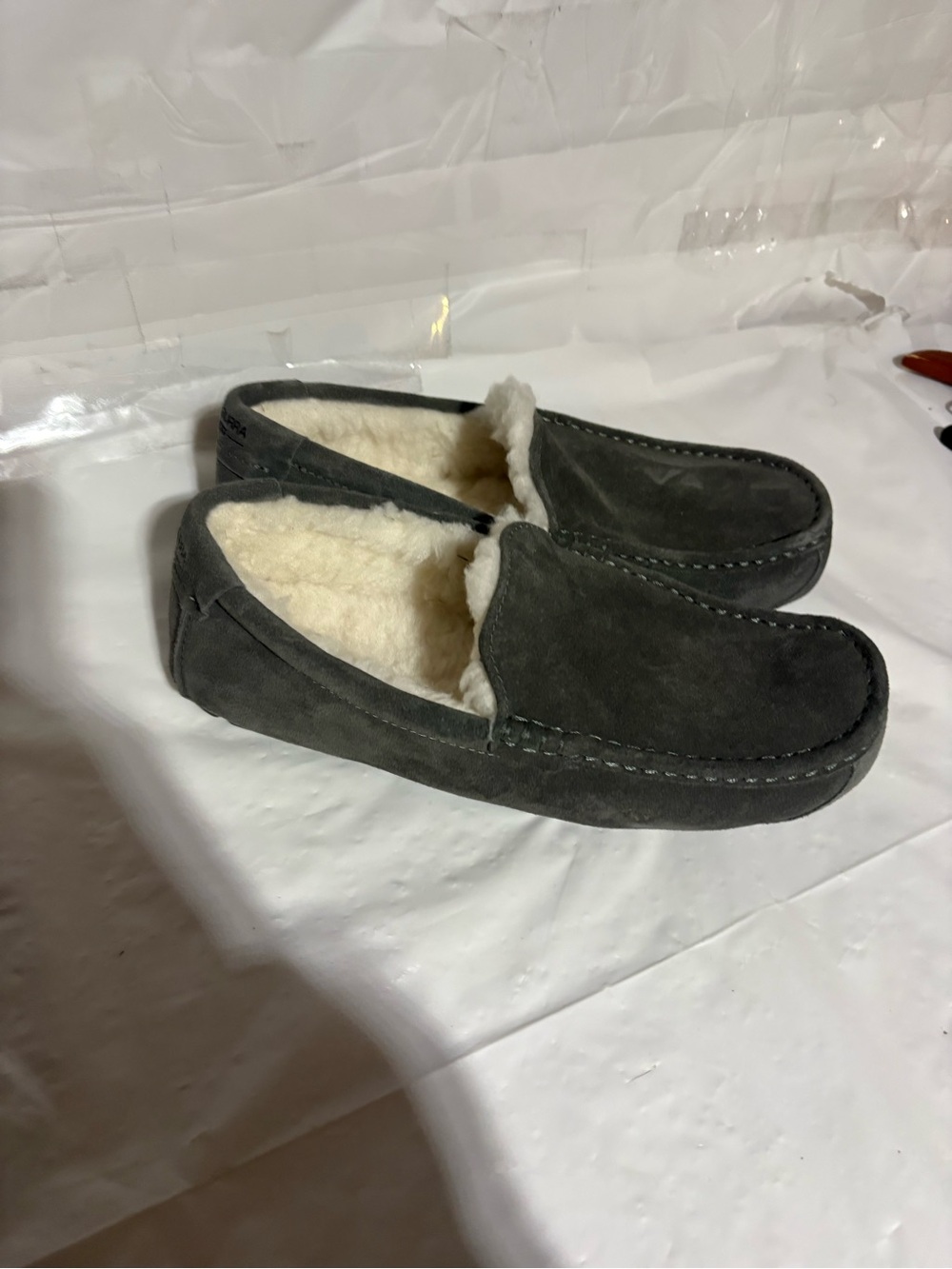 Koolaburra Charcoal Suede Shearling-Lined Slip-Ons